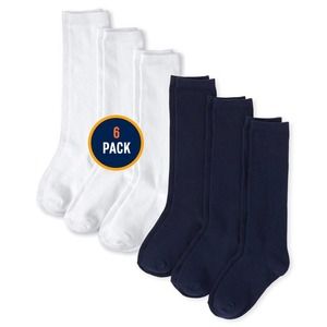 Girls Knee Socks 6-Pack Size Large (3-6 shoe size)